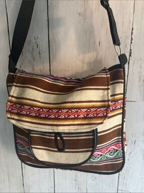 Bohemian prints multi Brown Woven handmade Crossbody Bag
